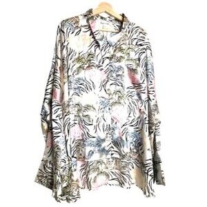 Neon Rose Womens Tiger Print Long Sleeve Blouse Plus Size 22